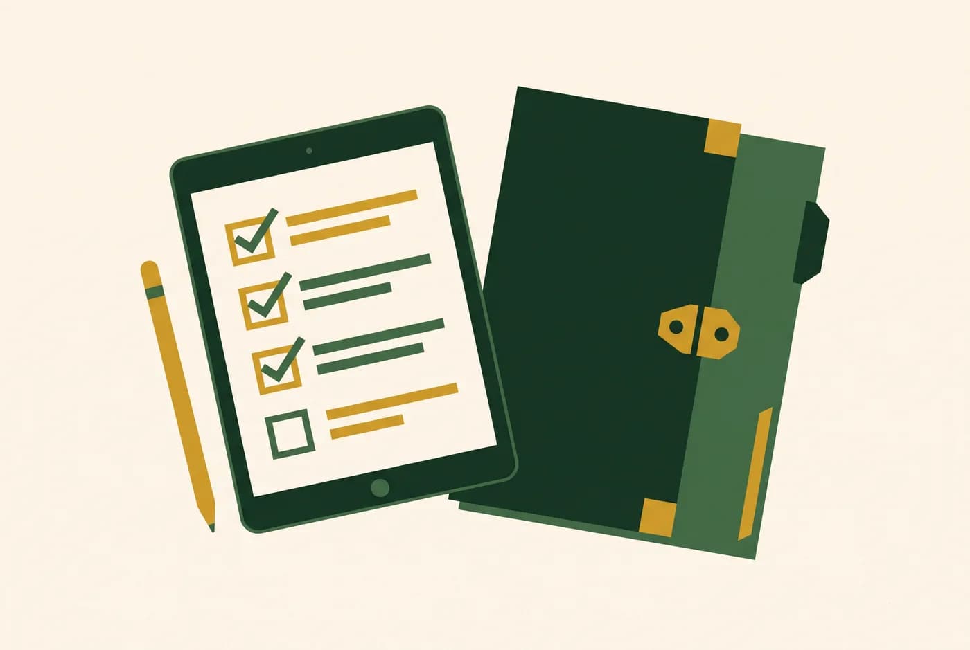 Tablet mit Checkliste und Stift